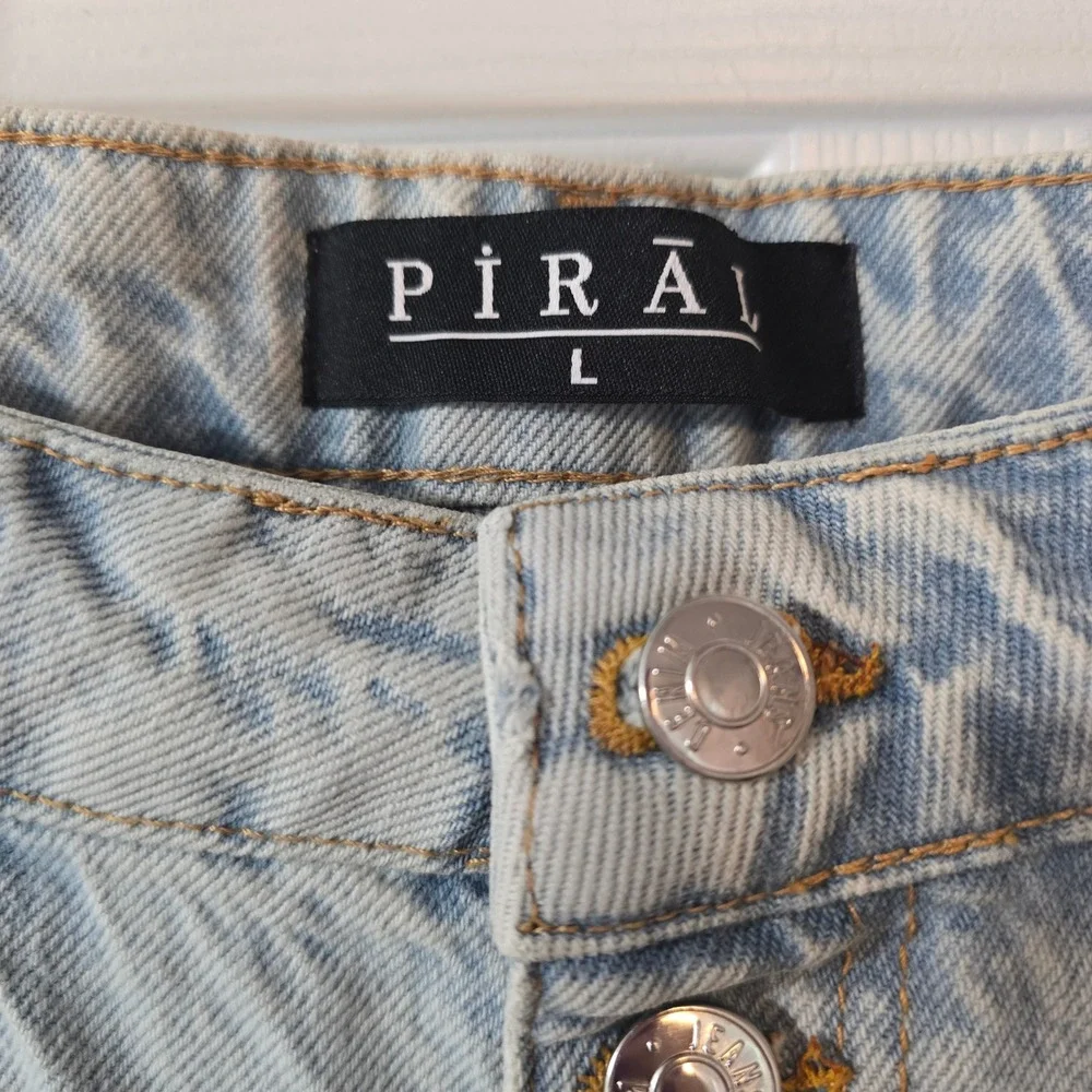 Piral Light Wash‎ Western Yoke Straight Leg Jeans 1082-1 Blue 100% Cotton Size L